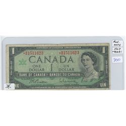 1967 Canadian One Dollar Replacement Bank Note With Serial Number