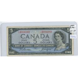 1954 Canadian Five Dollar Bank Note (BEATTIE, COYNE)