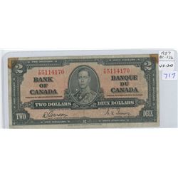 1937 Canadian Two Dollar Bank Note