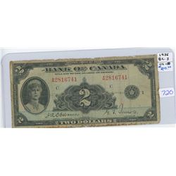 1935 Canadian Two Dollar Bank Note