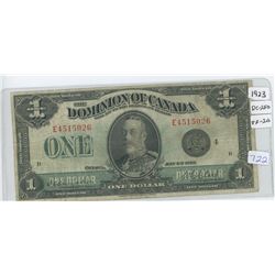 1923 Dominion Of Canada One Dollar Bank Note