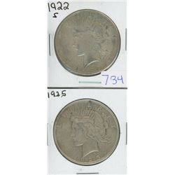1922S & 1925 USA PEACE DOLLAR