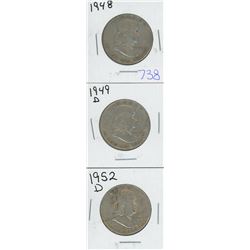 1948, 1949D, 1952D USA HALF DOLLARS