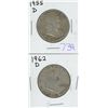 Image 1 : 1955D, 1962D USA FRANKLIN HALF DOLLARS