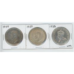 1935, 1939, 1949 CANADIAN SILVER DOLLARS