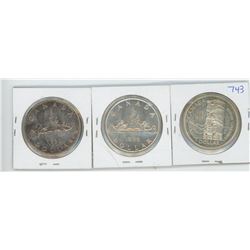 1953 NSF FWL, 1955, 1958 CANADIAN SILVER DOLLARS