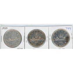 1959, 1960, 1961 CANADIAN SILVER DOLLARS