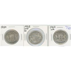 1952 WD, 1953 NSF SD, 1954 CANADIAN 50 CENT PIECES