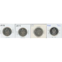 1973, 1974, 1975, 1988 CANADIAN 50 CENT PIECES