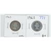 Image 1 : 1963 UNC, 1963 BU CANADIAN 25 CENT PIECES