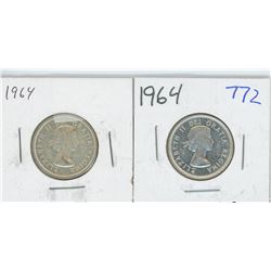 1964, 1964BU CANADIAN 25 CENT PIECES