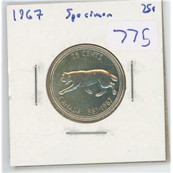 1967 SPECIMEN CANADIAN 25 CENT PIECE