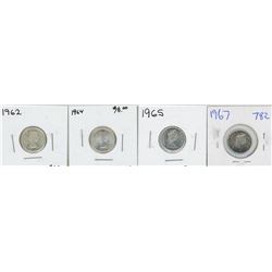 1962, 1964, 1965 BU, 1967 CANADIAN TEN CENT PIECES