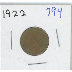 1922 CANADIAN ONE CENT