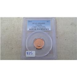 2012 PCGS GRADED COPPER PLATED STEEL ONE CENT PIECE MS66RD