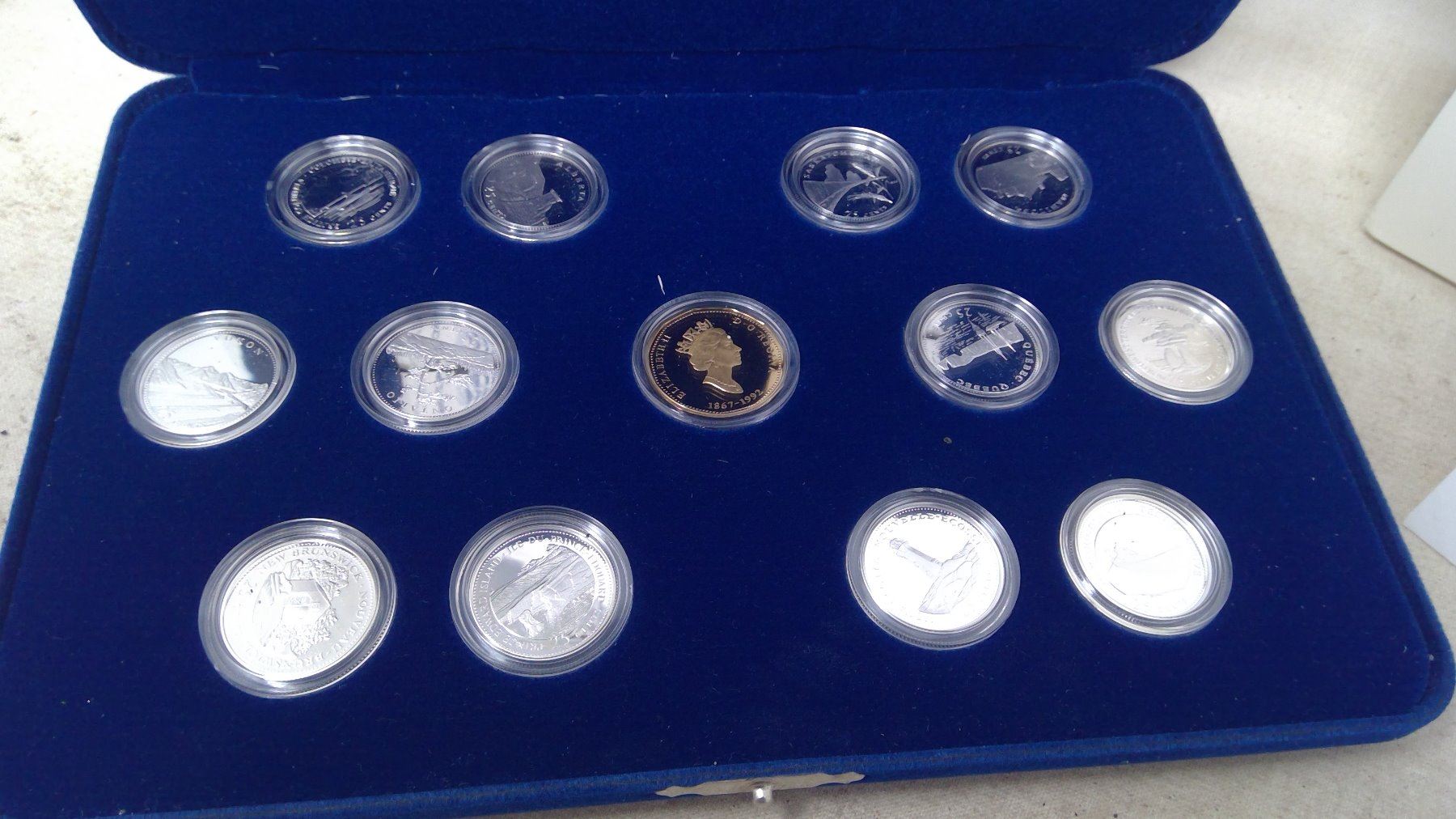 1992 CANADA 125 COIN SET WITH PROVINCIAL COMMEMORATIVE COINS IN BLUE VELVET CASE Schmalz 1992 CANADA 125 COIN SET WITH PROVINCIAL COMMEMORATIVE COINS IN BLUE VELVET CASE Schmalz