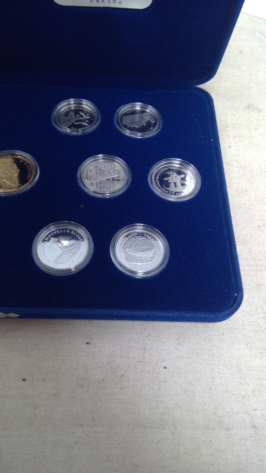 1992 CANADA 125 COIN SET WITH PROVINCIAL COMMEMORATIVE COINS IN BLUE VELVET CASE 1992 CANADA 125 COIN SET WITH PROVINCIAL COMMEMORATIVE COINS IN BLUE VELVET CASE