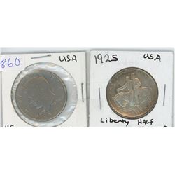 1925 LIBERTY HALF DOLLAR & 1971 USA 50 CENT PIECE