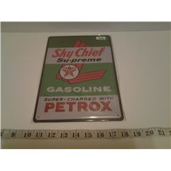 SKY CHIEF TIN SIGN EMBOSSED (REPRO)