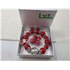 Image 1 : RED HOWLITE EARRINGS AND BRACELET (NEW)