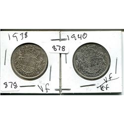 1938, 1940 GEORGE VI 50 CENT - CANADIAN