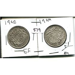 1942, 1944 GEORGE VI 50 CENT - CANADIAN