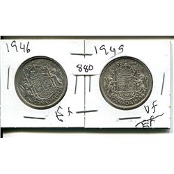 1946, 1949 GEORGE VI 50 CENT - CANADIAN