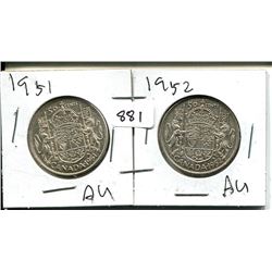 1951, 1952 GEORGE VI 50 CENT - CANADIAN