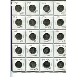 1968-2020 SHEET OF TWENTY 50 CENT (NICKEL) - SOME DATES MISSING