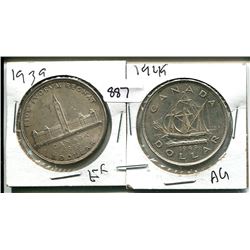 1939, 1949 GEORGE VI CANADIAN SILVER DOLLARS