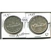 Image 1 : 1951 GEORGE VI, 1955 ELIZABETH II CANADIAN SILVER DOLLARS