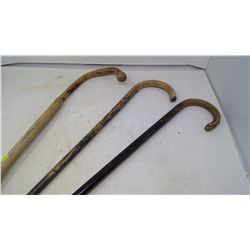 3 Old Wooden Canes