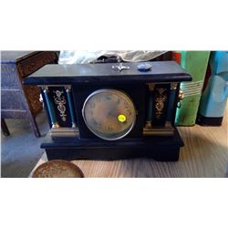 LION HEAD MANTLE CLOCK W/ PENDULUM AND KEY -