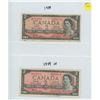 Image 1 : 2X 1954 BANK OF CANADA TWO DOLLAR BILLS