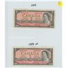 Image 1 : 2X 1954 BANK OF CANADA TWO DOLLAR BILLS