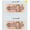 Image 1 : 2X 1986 UNCIRCULATED CANADIAN TWO DOLLAR BILLS