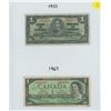 Image 1 : TWO CANADIAN ONE DOLLAR BILLS (1937 & 1967 CONFEDERATION)