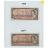 Image 1 : TWO CANADIAN 1954 TWO DOLLAR BILLS