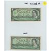 Image 1 : TWO CANADIAN ONE DOLLAR BILLS 1954 & 1967 CONFEDERATION