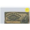Image 1 : DOMINION OF CANADA 1900 TWENTY-FIVE CENT BILL (MISSING PIECE)