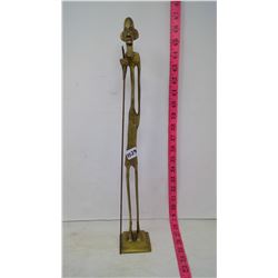 Brass Cast Sculpture, African, "Tall Man"