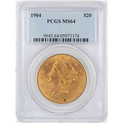 1904 $20 Liberty Head Double Eagle Gold Coin PCGS MS64
