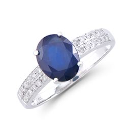 14KT White Gold 2.40ct Blue Sapphire and Diamond Ring