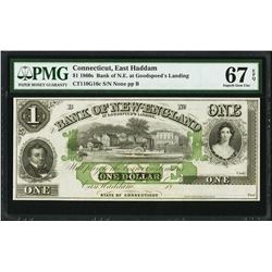 1860's $1 East Haddam CT Bank of N.E. Note PMG 67EPQ