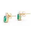 Image 2 : Plated 18KT Yellow Gold 2.00ctw Green Agate and Diamonds Earrings