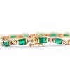 Image 2 : Plated 18KT Yellow Gold 10.00ctw Green Agate and Diamond Bracelet