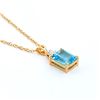 Image 2 : Plated 18KT Yellow Gold 5.10ctw Blue Topaz and Diamond Pendant with Chain