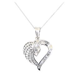 1.00 ctw Diamond Heart Shaped Pendant with Chain - 14KT White Gold