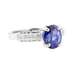 2.16 ctw Sapphire And Diamond Ring - 18KT White Gold