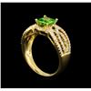 Image 4 : 0.92 ctw Tsavorite and Diamond Ring - 14KT Yellow Gold